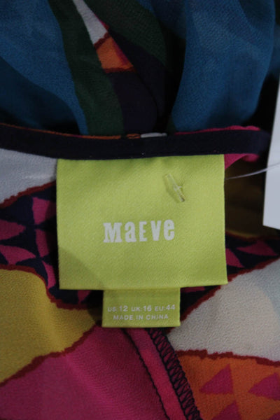Maeve Anthropologie Women Kaftan Multicolor VNeck Half Sleeve Geometric Size S