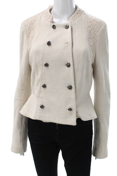 We The Free Women Military Jacket Beige Button Long Sleeve Size S