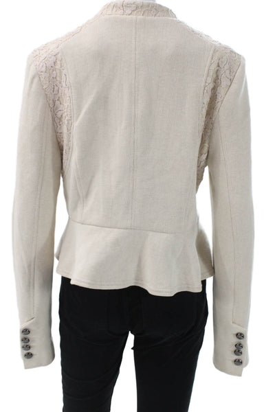 We The Free Women Military Jacket Beige Button Long Sleeve Size S