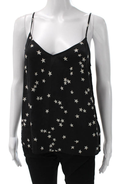 Equipment Femme Women Silk Geometric V-Neck Camisole Black Sleeveless Size M