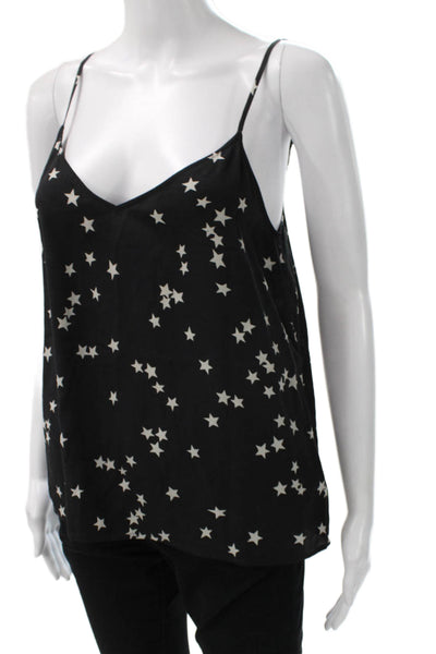 Equipment Femme Women Silk Geometric V-Neck Camisole Black Sleeveless Size M