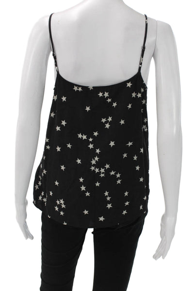 Equipment Femme Women Silk Geometric V-Neck Camisole Black Sleeveless Size M