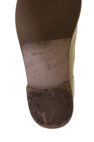 Bonpoint Girls Slip On Round Toe Metallic Leather Ankle Booties Gold Size 31