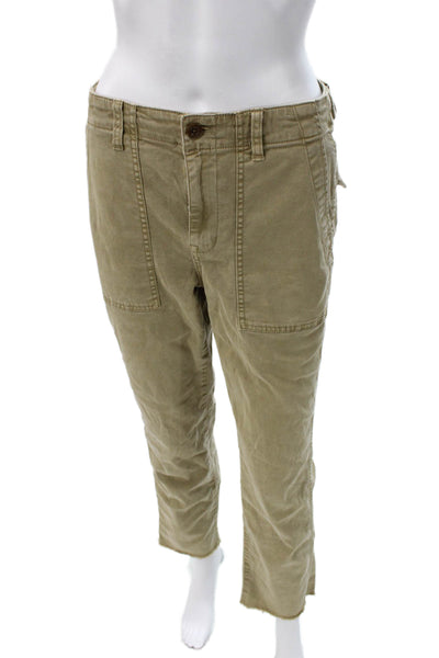 Madewell Womens Beige Cotton Cargo Pants Button Closure Size 26