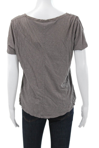 C&C California Womens Gray Cotton Scoop Neck Short Sleeve Basic T-Shirt Size S