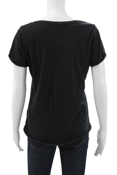 Jac Parker Womens Black V Neck Short Sleeve Cotton T Shirt Size S