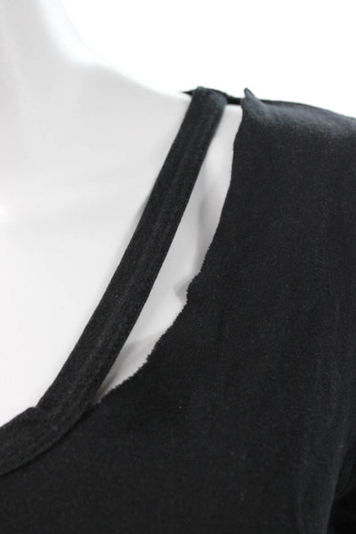 Jac Parker Womens Black V Neck Short Sleeve Cotton T Shirt Size S