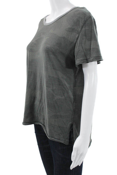 We The Free Women Basic Camo T-Shirt Green Short Sleeve Round Neck Size XS