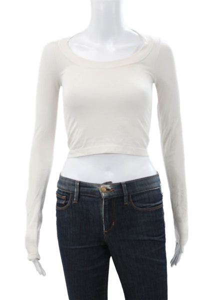 Intimately Free People Womens Cropped Long Sleeve T-Shirt White Size XS