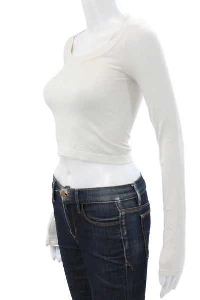 Intimately Free People Womens Cropped Long Sleeve T-Shirt White Size XS