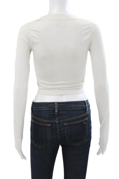 Intimately Free People Womens Cropped Long Sleeve T-Shirt White Size XS