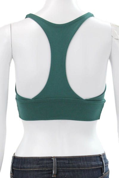 Set Active Womens Sports Bra Green Scoop Neck Sleeveless Spandex Size S
