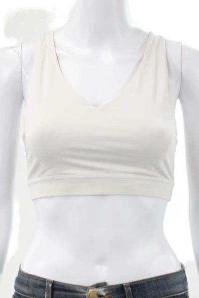 Lululemon Women White Sports Bra Nylon Scoop Neck Sleeveless Size 4