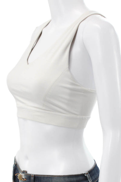 Lululemon Women White Sports Bra Nylon Scoop Neck Sleeveless Size 4