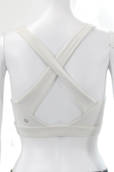 Lululemon Women White Sports Bra Nylon Scoop Neck Sleeveless Size 4