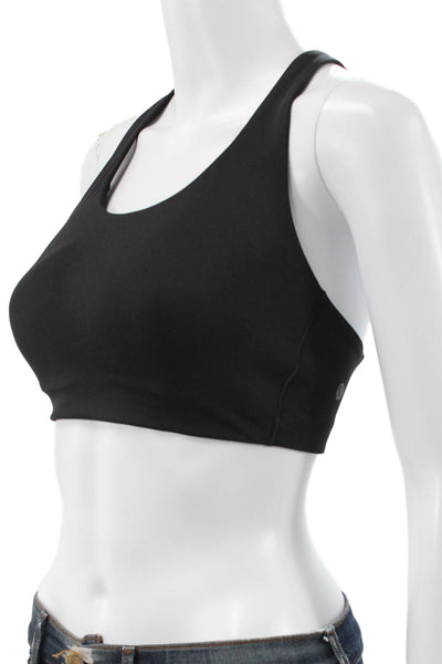 Lululemon Women Black Nylon Scoop Neck Sports Bra Hook & Eye Size M