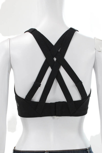 Lululemon Women Black Nylon Scoop Neck Sports Bra Hook & Eye Size M