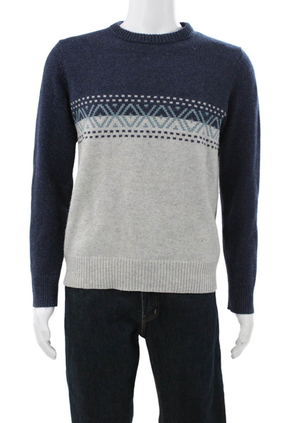 The Men's Store at Bloomingdale's Mens Blue Fair Isle Wool Blend Sweater Size S