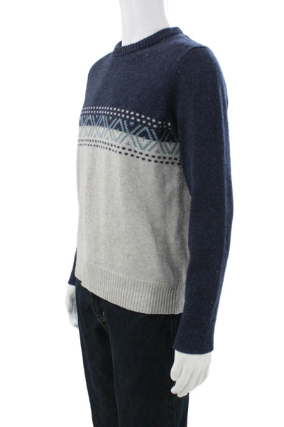 The Men's Store at Bloomingdale's Mens Blue Fair Isle Wool Blend Sweater Size S