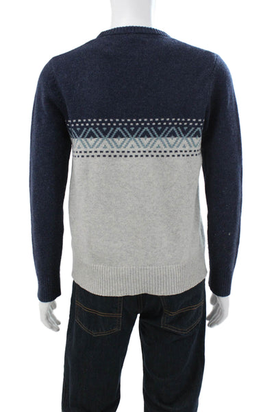 The Men's Store at Bloomingdale's Mens Blue Fair Isle Wool Blend Sweater Size S