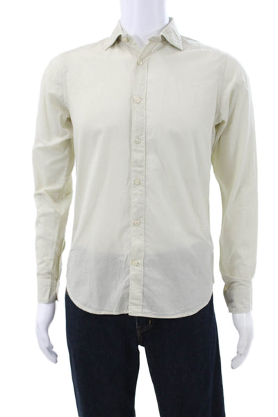 Tintoria Mattei Mens Cotton Long Sleeve Button Down Shirt Beige Size 38