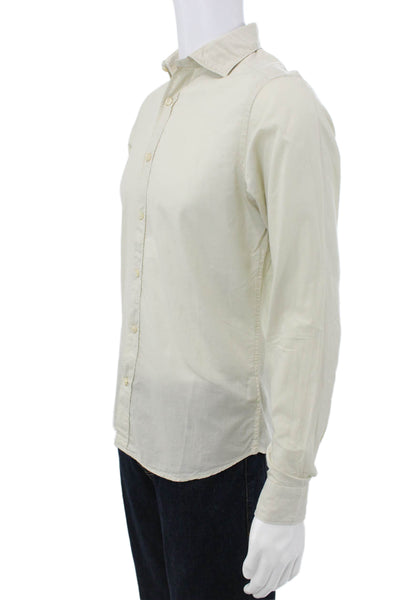 Tintoria Mattei Mens Cotton Long Sleeve Button Down Shirt Beige Size 38