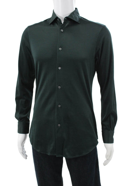 Pal Zileri Mens Cotton Collared Button Down Shirt Green Size 39