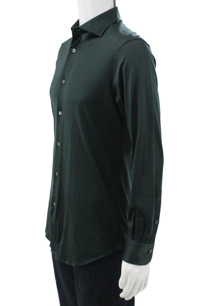 Pal Zileri Mens Cotton Collared Button Down Shirt Green Size 39