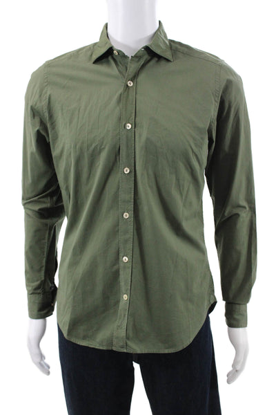 Tintoria Mattei Mens Cotton Basic Button Down Shirt Green Size 38