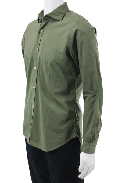 Tintoria Mattei Mens Cotton Basic Button Down Shirt Green Size 38