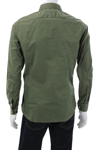Tintoria Mattei Mens Cotton Basic Button Down Shirt Green Size 38