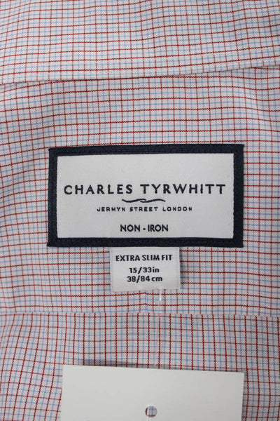 Charles Tyrwhitt Mens Cotton Geometric Print Button Down Shirt Red Size 38