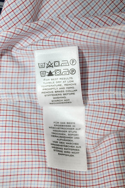 Charles Tyrwhitt Mens Cotton Geometric Print Button Down Shirt Red Size 38