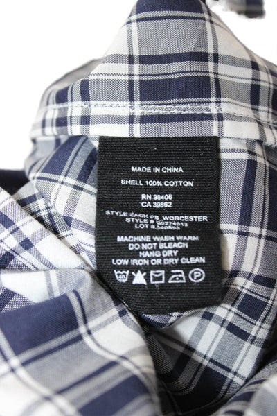 Theory Womens Blue Plaid Cotton Collared Long Sleeve Button-Up Top Size S