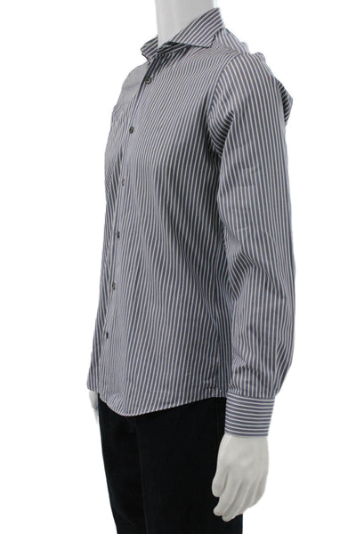 Pal Zileri Mens Cotton Striped Button Down Shirt Blue Size 38
