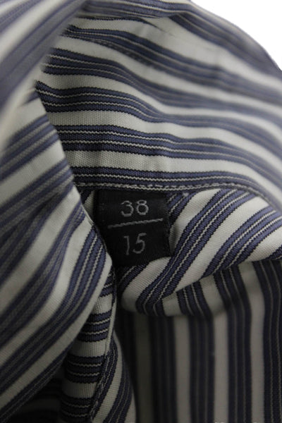 Pal Zileri Mens Cotton Striped Button Down Shirt Blue Size 38