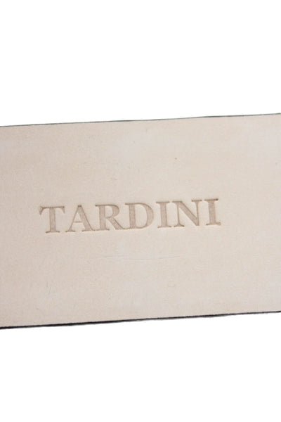 Tardini Womens Genuine Alligator 2" Width Gold Tone Buckle Belt Black Sz 36