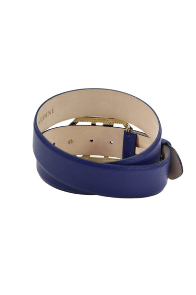 Tardini Womens Genuine Leather 1.5" Width Embellished Buckle Belt Blue Sz 34