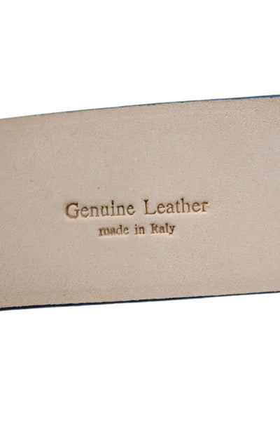Tardini Womens Genuine Leather 1.5" Width Embellished Buckle Belt Blue Sz 34