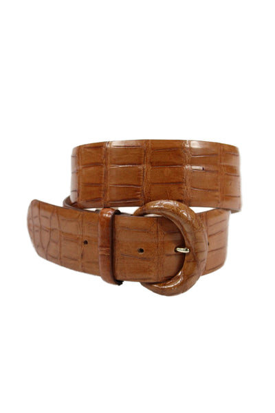 Tardini Womens Genuine Alligator 2" Width Oval Buckle Belt Sports Rust Sz 34