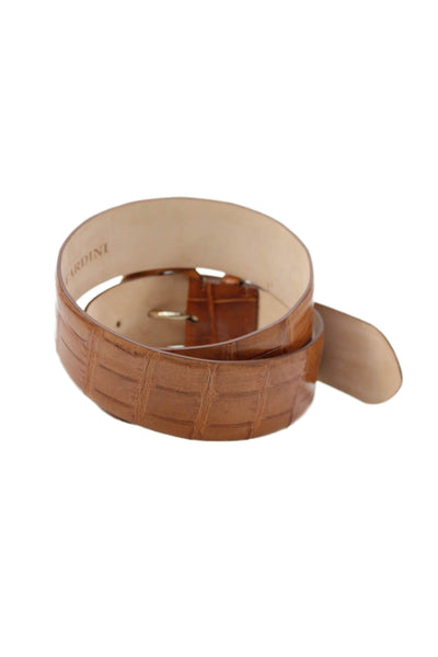 Tardini Womens Genuine Alligator 2" Width Oval Buckle Belt Sports Rust Sz 34