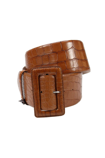 Tardini Womens Genuine Alligator 3" Width Covered Buckle Belt Sports Rust Sz 36