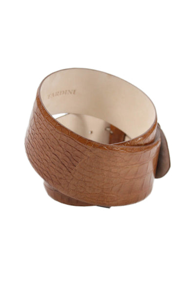 Tardini Womens Genuine Alligator 3" Width Covered Buckle Belt Sports Rust Sz 36