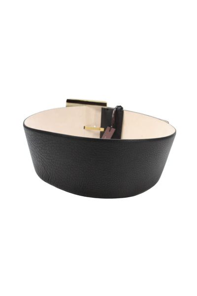 Tardini Womens Genuine Leather 4" Bull Horn Large Buckle Belt Black Sz 36