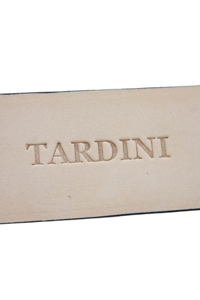 Tardini Womens Genuine Leather 1.5" Width Embellished Buckle Belt Blue Sz 36