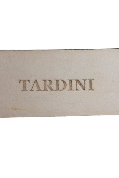 Tardini Womens Genuine Leather 1.5" Crystal Accent Buckle Belt Black Size 36