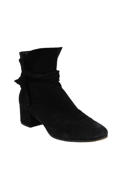 Gianvito Rossi Womens Block Heel Ankle Strap Suede Booties Black Size 39