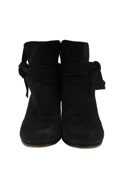 Gianvito Rossi Womens Block Heel Ankle Strap Suede Booties Black Size 39