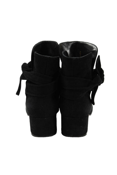 Gianvito Rossi Womens Block Heel Ankle Strap Suede Booties Black Size 39