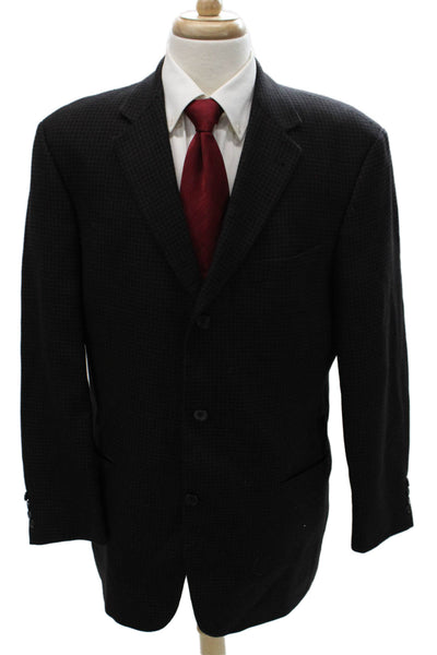 Boss Hugo Boss Mens Black Check Virgin Wool Blazer Size 42